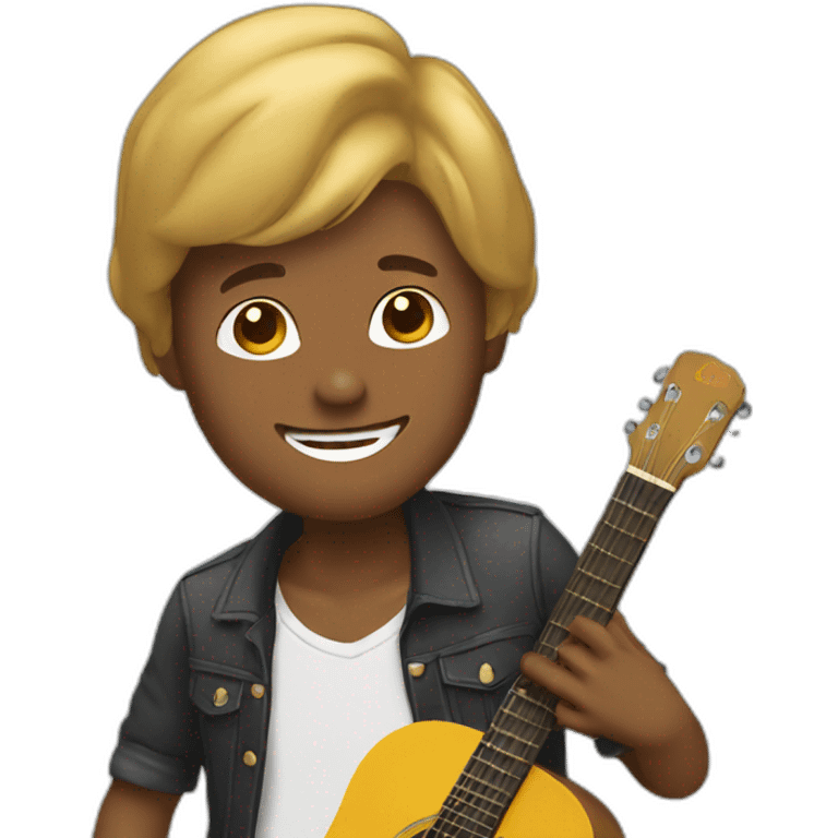 handsome guy with a bob plays the guitar emoji