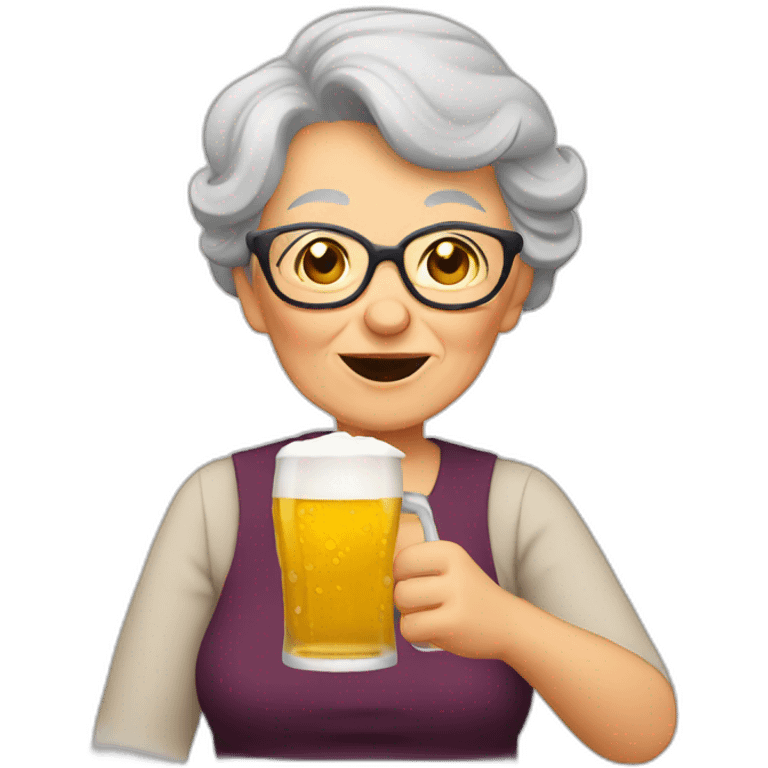 Grandma drinking beer emoji