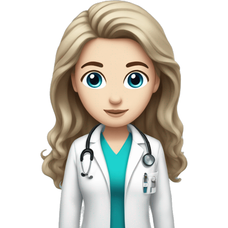 Brown hair blue eyes white girl doctor  emoji