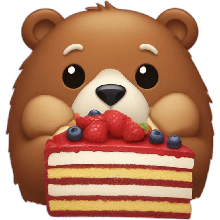 Bear eating a cake emoji