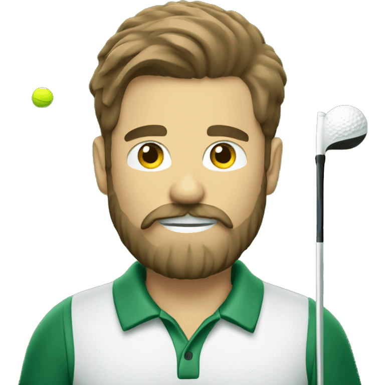 Brien hair guy with beard and mustache playing golf  emoji