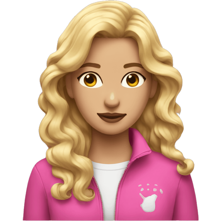 wavy blonde hair with pink zip up girl emoji