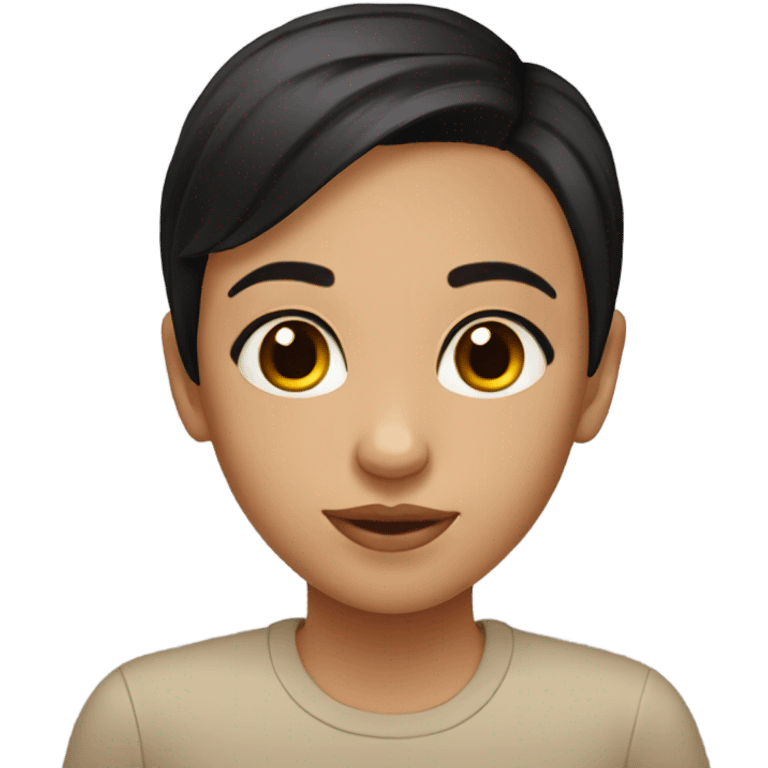 black short hair brown eyes girl emoji