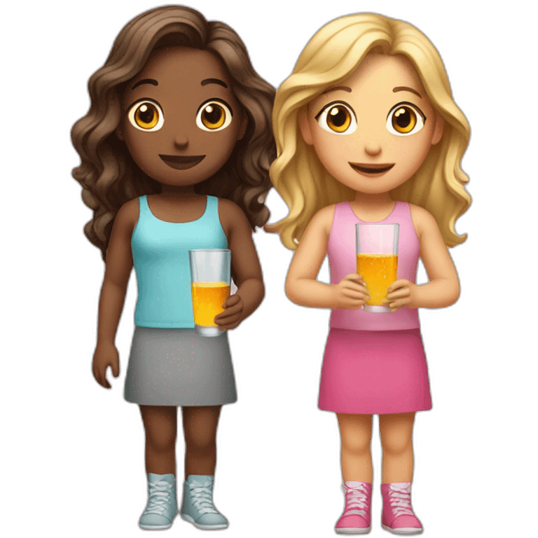 two girls and a glass emoji