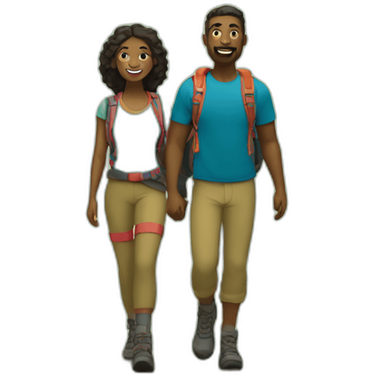 couple hiking in forest emoji