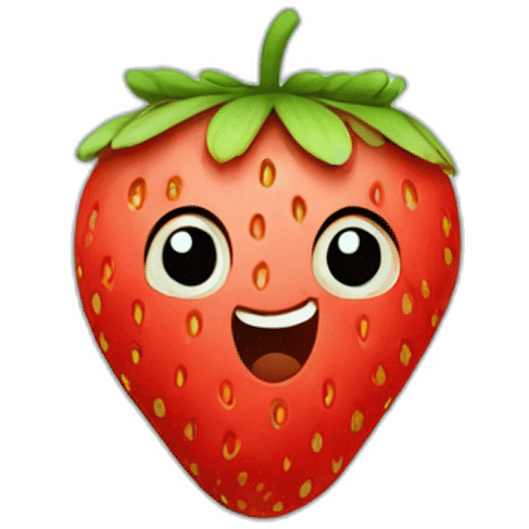 Strawberry with a cute baby face sticking out above emoji