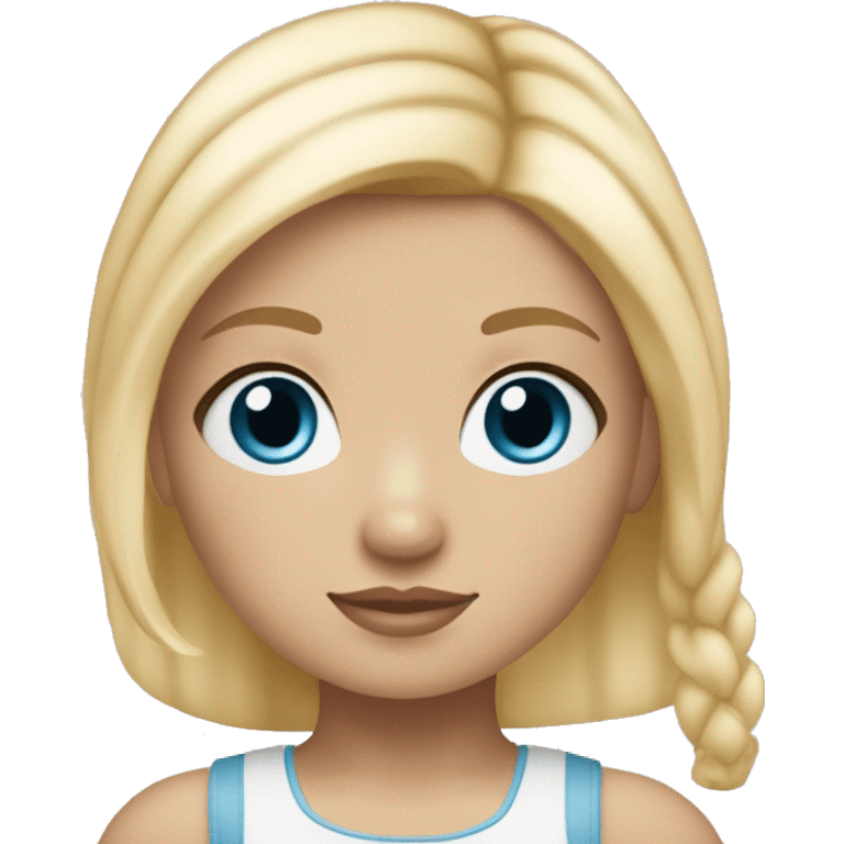 American girl with blue eyes, blonde hair and a little chubby ￼ emoji