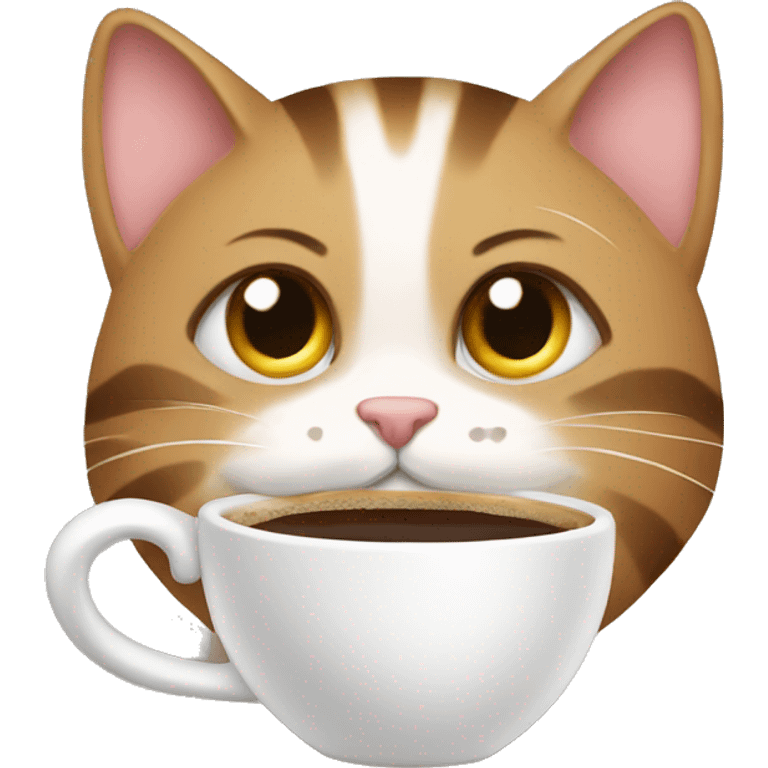 Cute cat drinking coffee emoji