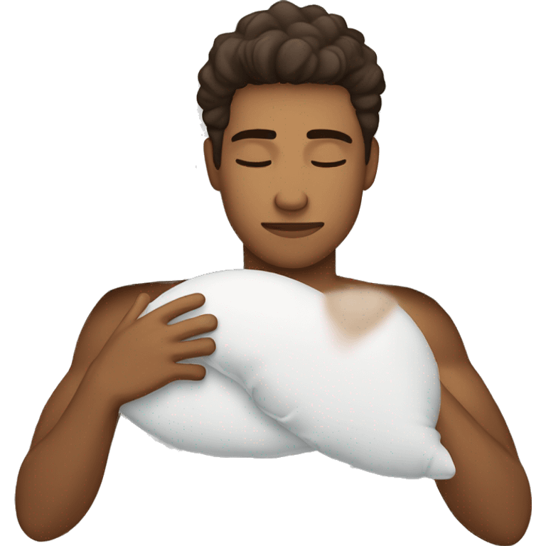 young brown man sleeping with white pillow emoji