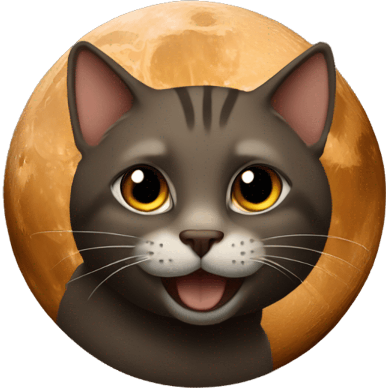 Cat on a brown moon emoji