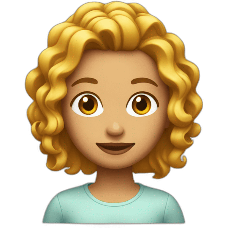 chica con pelo moreno con el pelo ondulado emoji