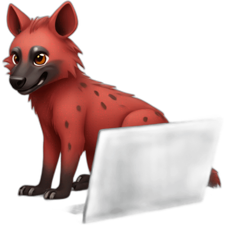 red hyena with laptop emoji