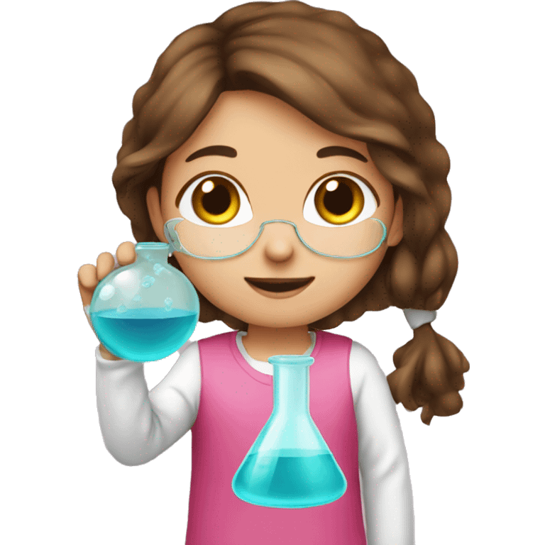 brown-hair girl doing pink chemistry  emoji