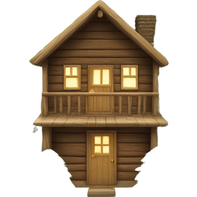 cozy wooden cabin with trees emoji