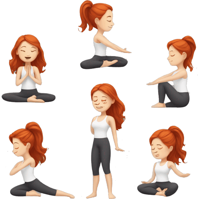 redhead girl doing yoga emoji