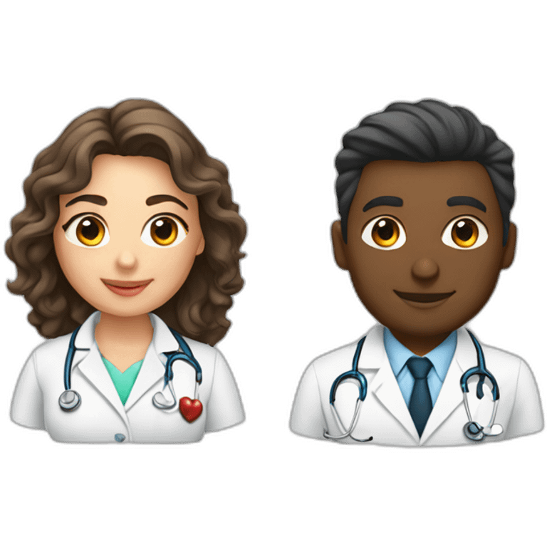 Young Neurologist and gynecologist in love emoji