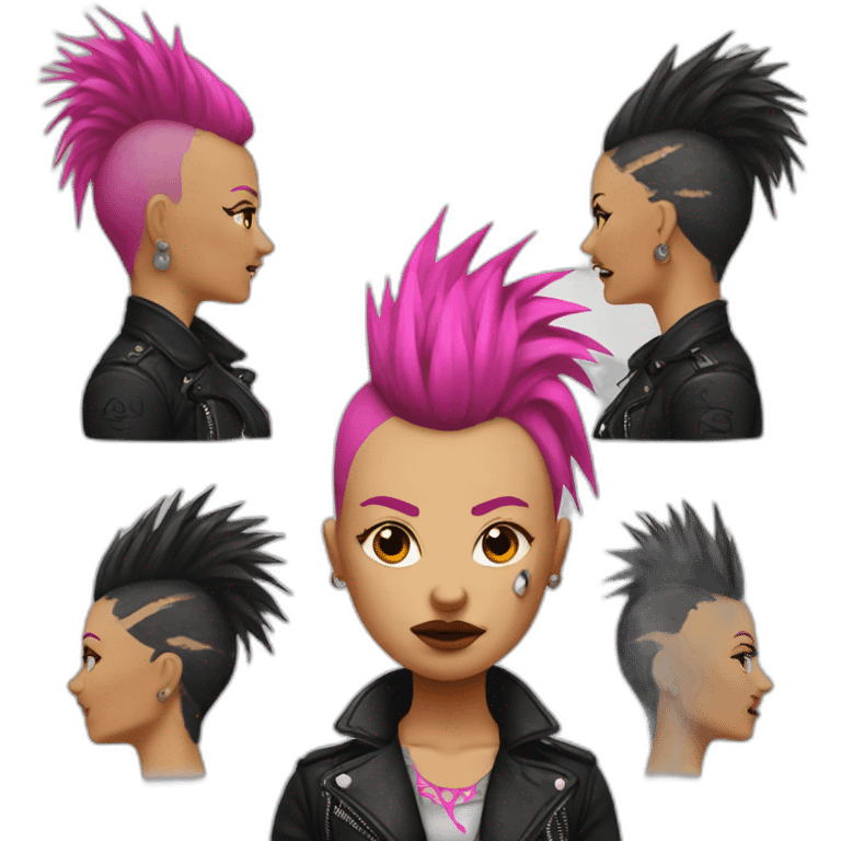 Woman Bruised punk with pink Mohawk emoji