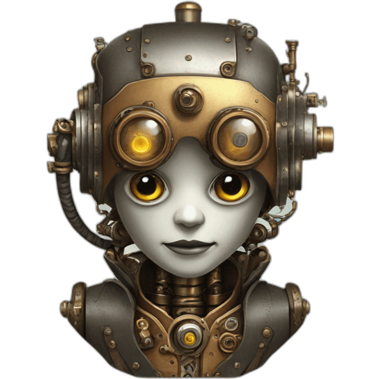 Steampunk retro humanoid robot emoji