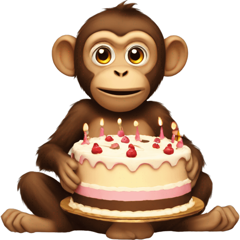 monkey with cake emoji