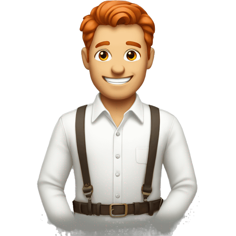 Red hair happy gentleman in white shirt emoji