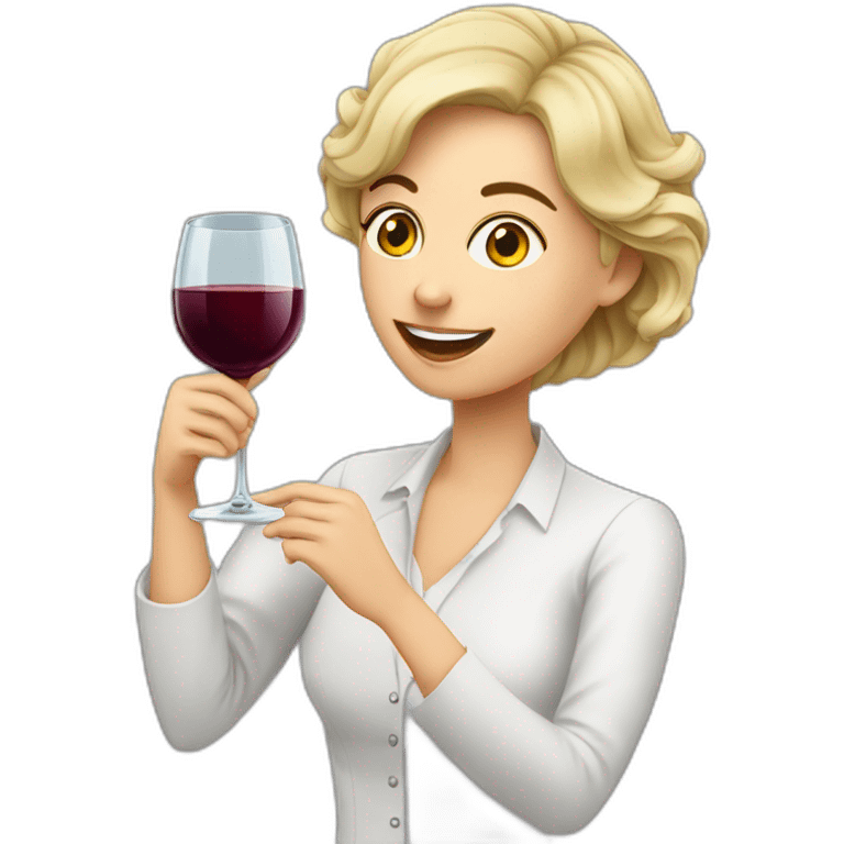 profesora rubia bebiendo una copa de vino emoji