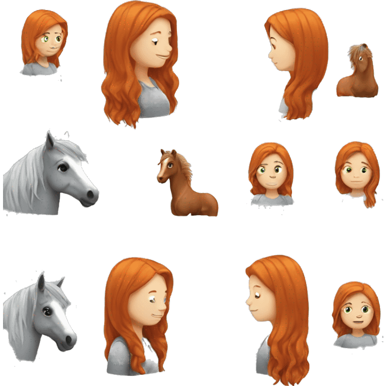 ginger girl with a grey horse emoji