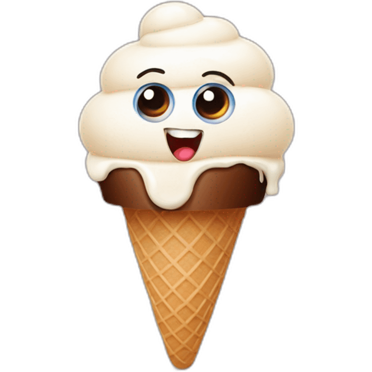 ice cream with eyes eating another ice cream that is terrified emoji