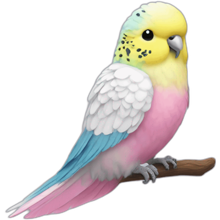 feather white, feet pink budgie emoji