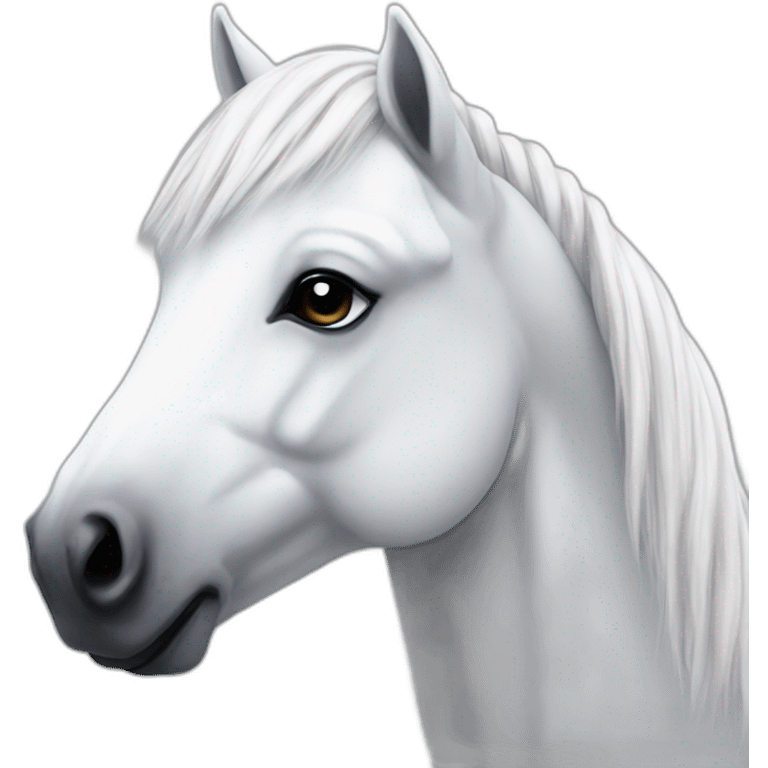 Realistic white pony with a braids emoji