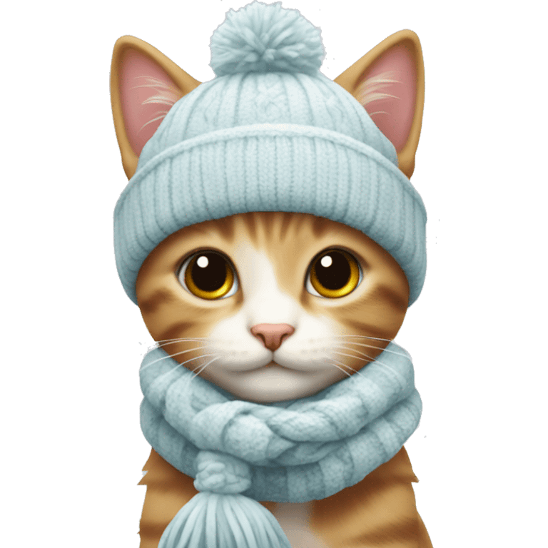 cute kitten with winter accessories  emoji