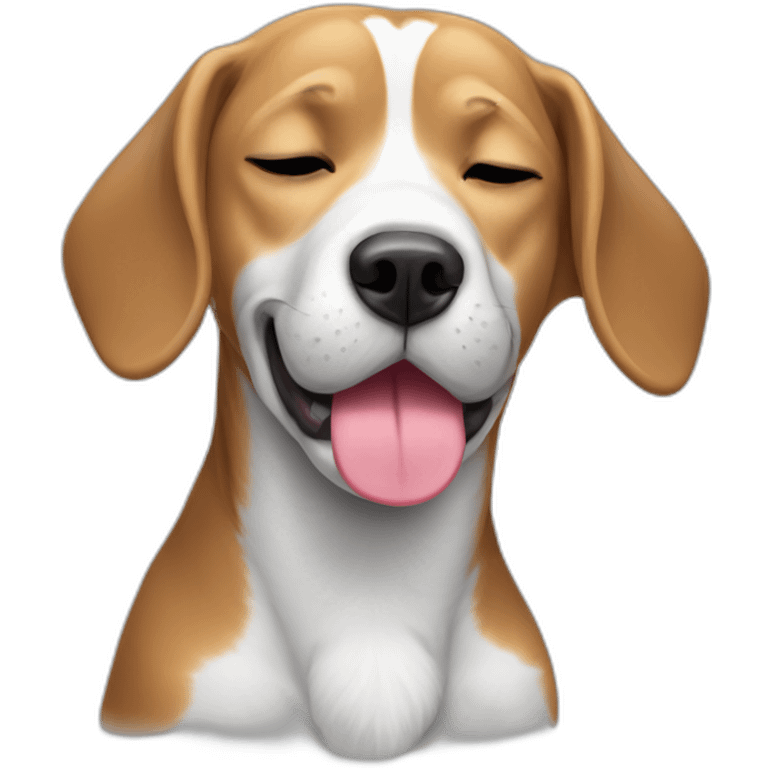 grey beagle sticking tongue half out while sleeping emoji