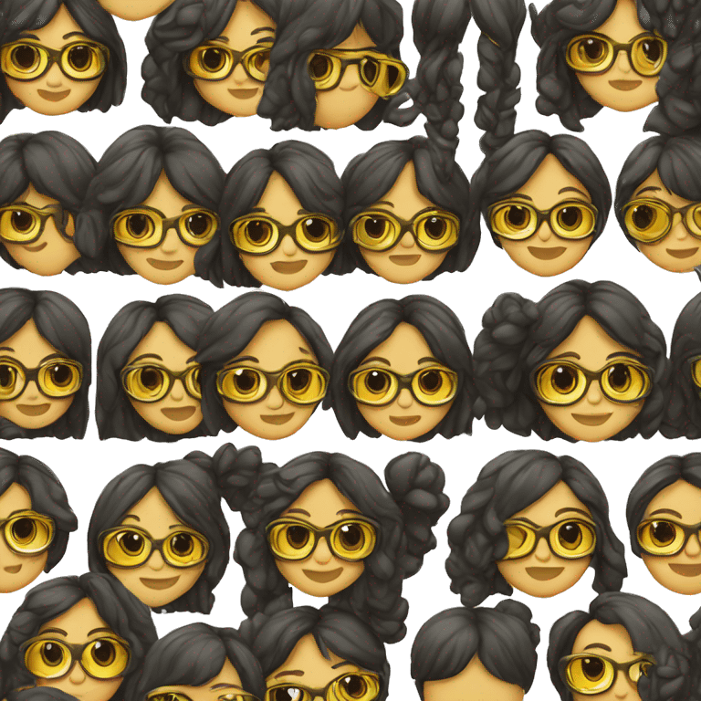 Chica cabello negro, largo y con lentes emoji