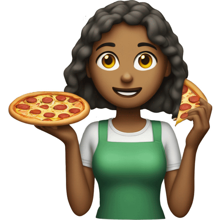 Girl eating pizza emoji