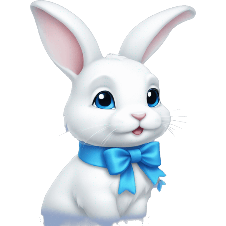 White bunny with blue bow emoji