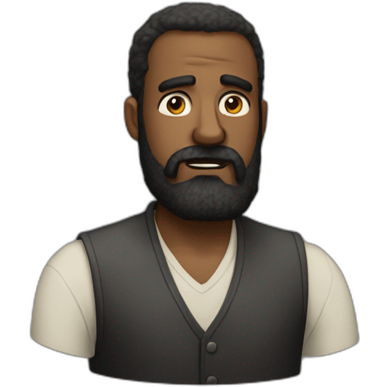 doubtful expression black bearded man emoji