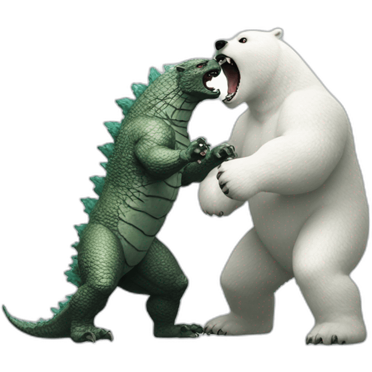 Godzilla fighting polar bear emoji