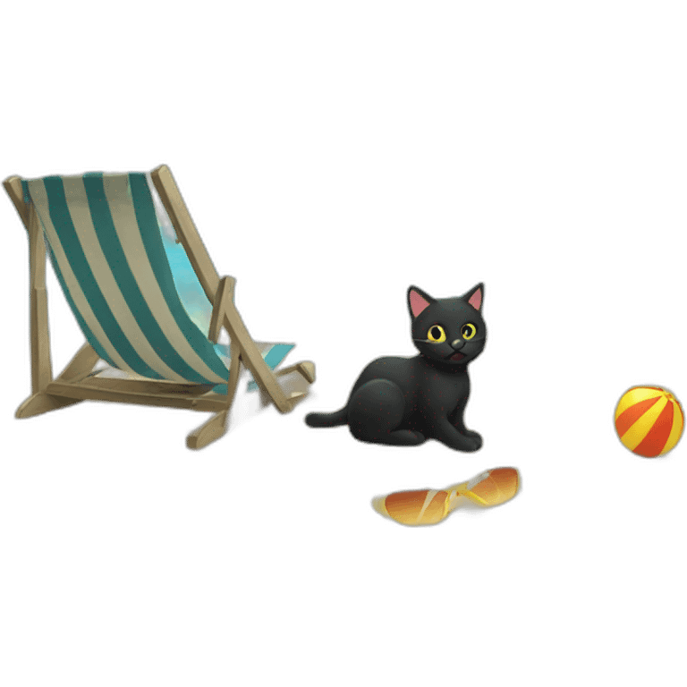 black cat beach sun emoji