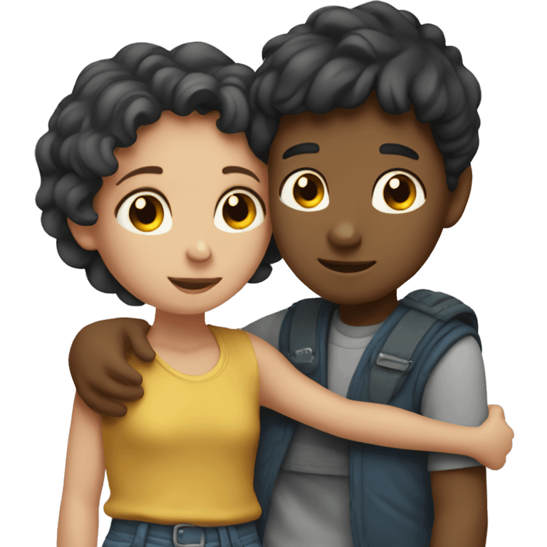 The boy hugs the girl  emoji