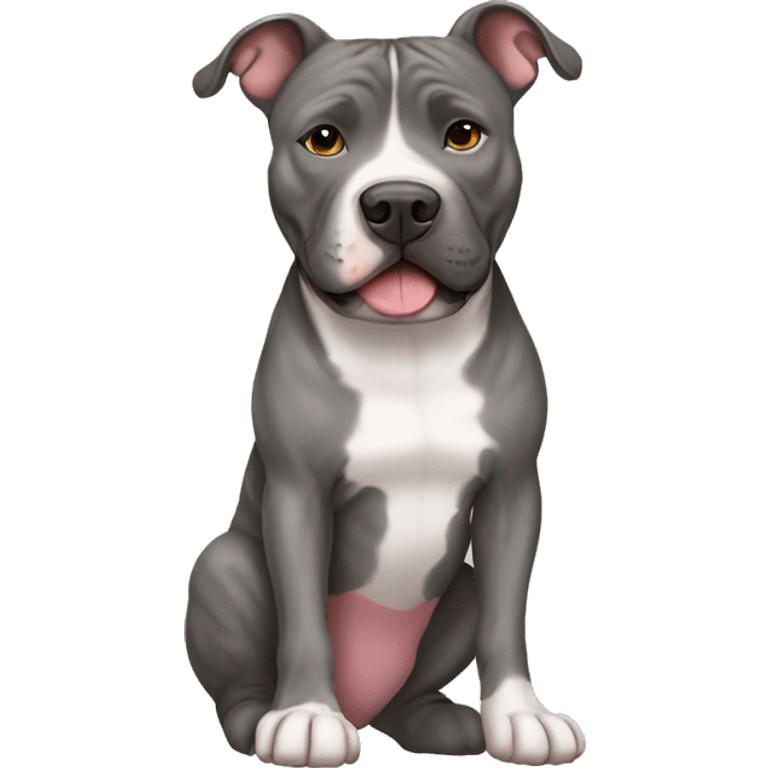 Gray brindle pitbull wearing socks emoji