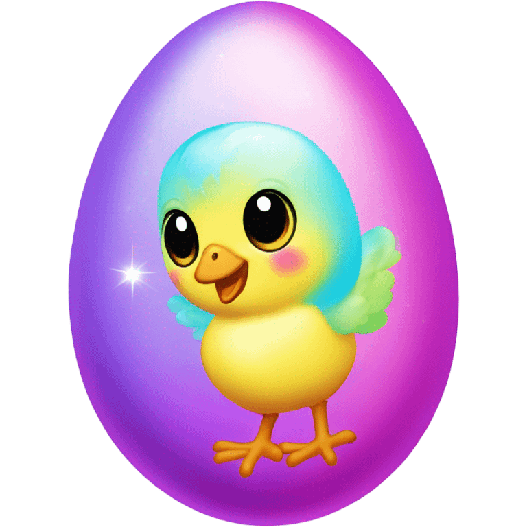 Lisa frank pastel sparkle easter egg chick emoji