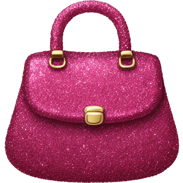 Realistic raspberry Sparkle glitter designer purse isolated.  emoji