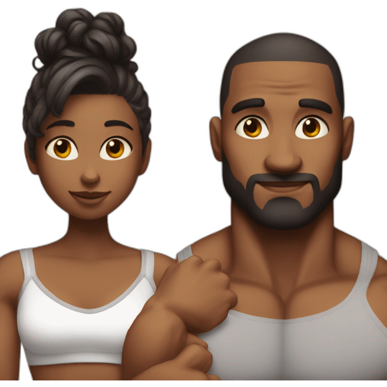 a shy girl with a muscular man emoji