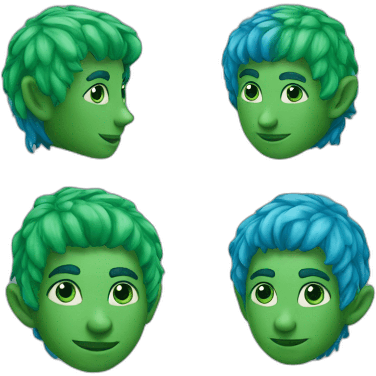 Blue-Elf-Man-green hair  emoji