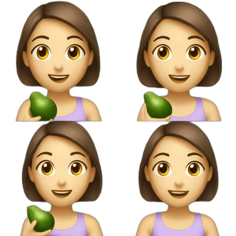 lovely girl with earphone eating avocat emoji