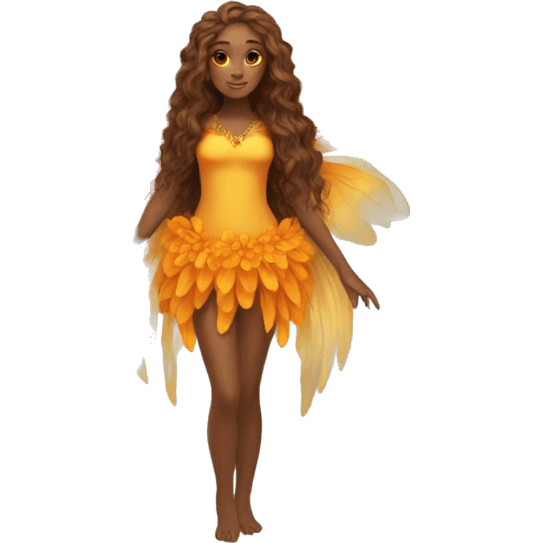 big wings, marigold, Beautiful, fairy, gold, orange, long hair emoji