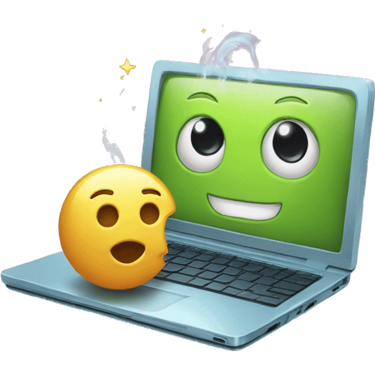 laptop and magic emoji