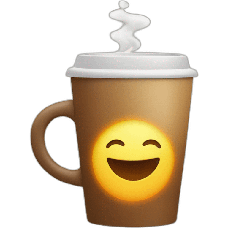 coffee cup with sun coming out emoji