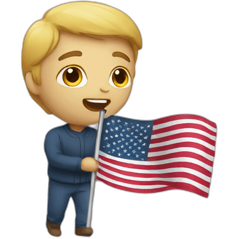 American flag with the emotion emoji