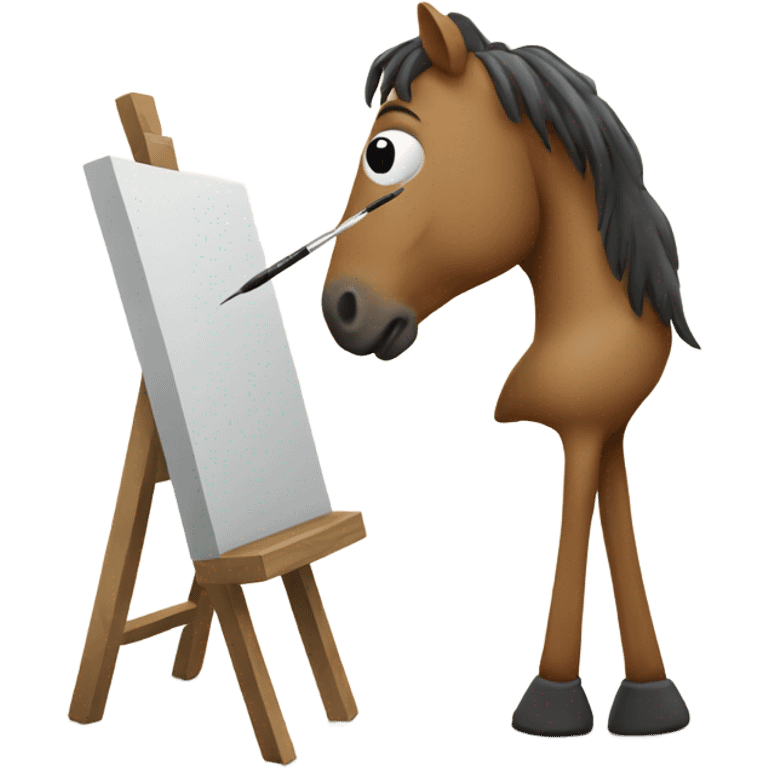 horse standing in front of an easel with a paintbrush emoji