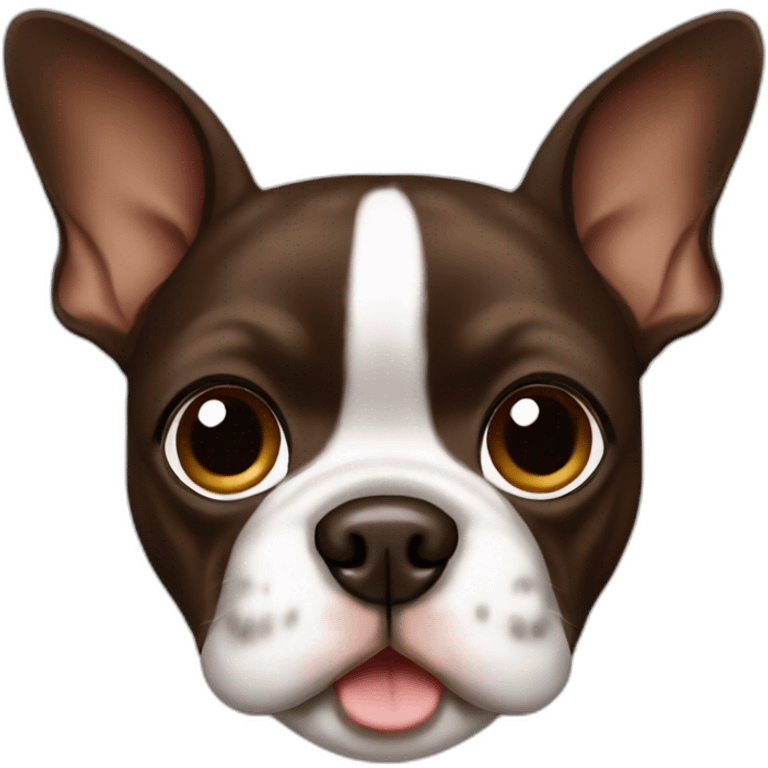 Brown Boston terrier face logo emoji